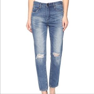 BlankNYC high rise tapered leg ripped jeans